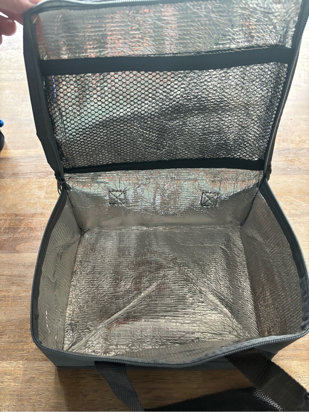Insulated Men's Lunch Tote Bag - Silver Interior, Black Exterior